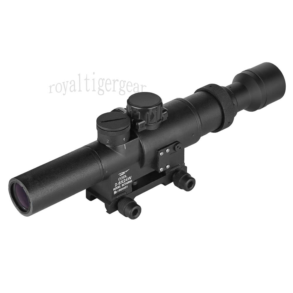 SVD AK 2-6-24 Red Dot Illuminated Sight Scope with Pictionary Rail Mount